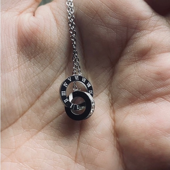 Rhinestone Round Charm Necklace and earrings - Picture 3 of 6